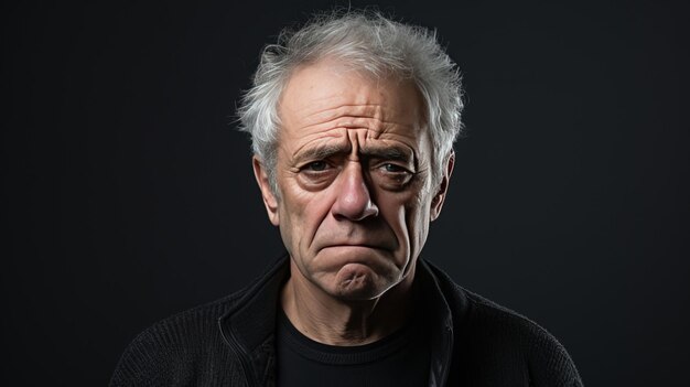 Foto close-up portret van oude man hij voelt zich depressief eenzaam geestelijke gezondheid concept