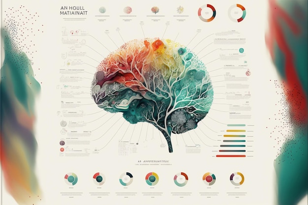 Photo a close up of a poster with a tree and a brain generative ai