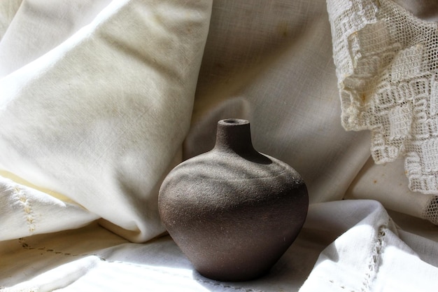close-up of pot on fabric