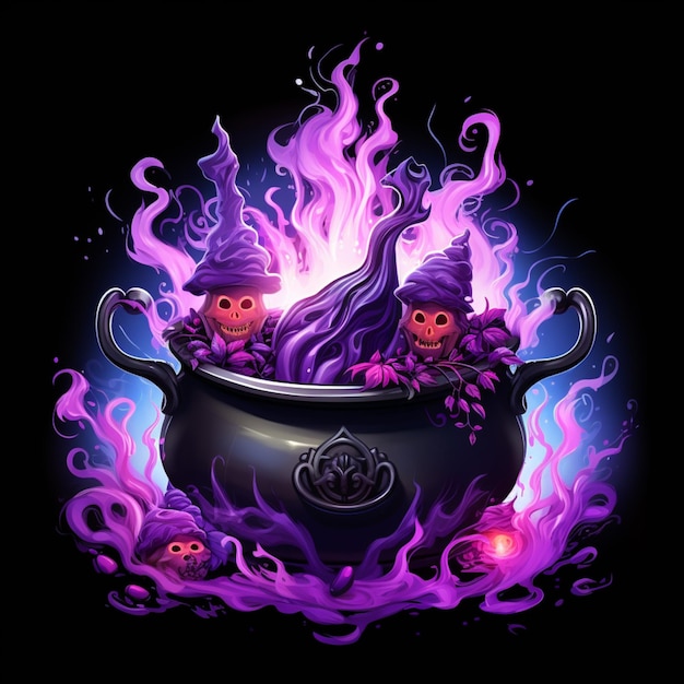 a close up of a pot with two skulls inside of it generative ai