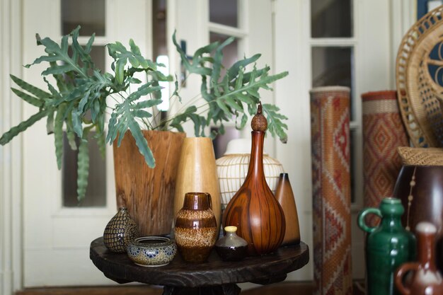 Photo close-up of potted plant on table at home