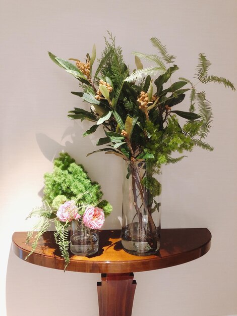 Photo close-up of potted plant on table