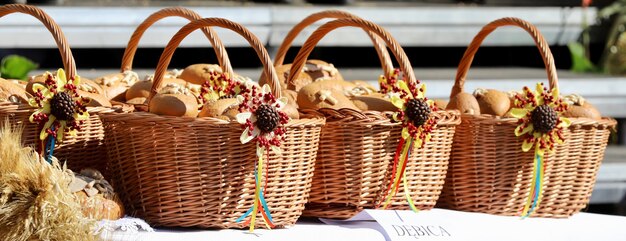 Close-up of potted plants in basket for sale