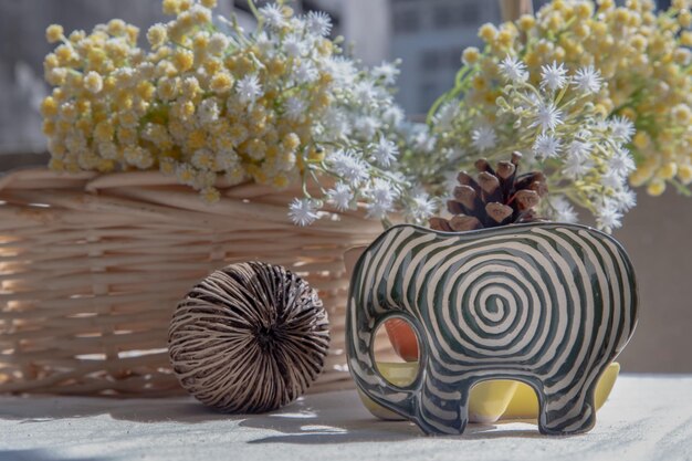 Photo close-up of potted plants on table