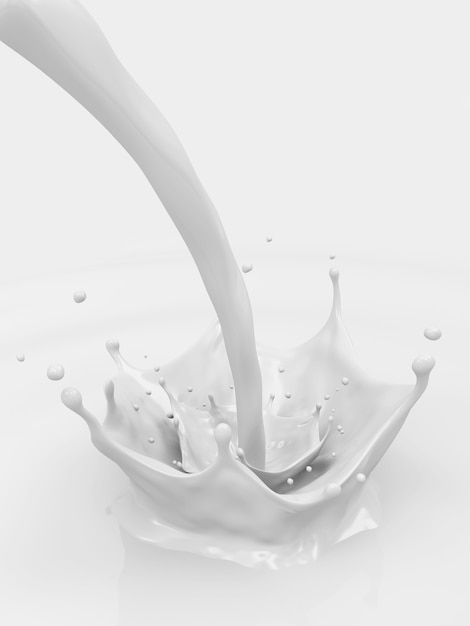 Close up on Pouring Milk Crown Splash