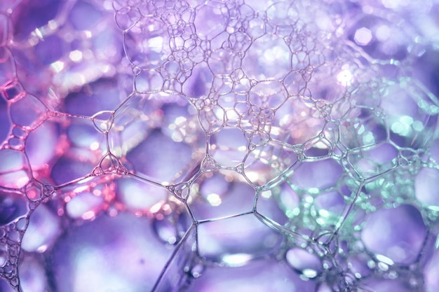 Foto close-up prachtige abstracte zeepbellen achtergrondpatroon voor ontwerp macrofotografie weergave