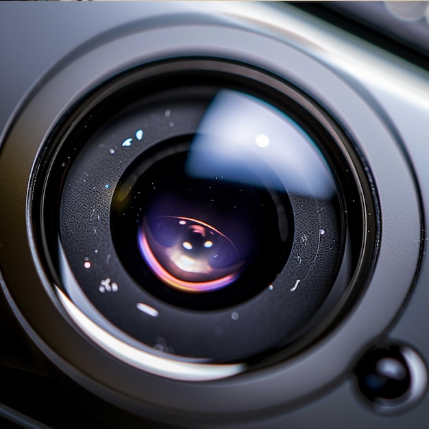 Close up of a printed circuit board with a camera lens Macro