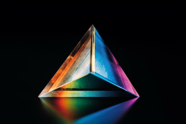 A close up of a prism prism on a black surface generative ai