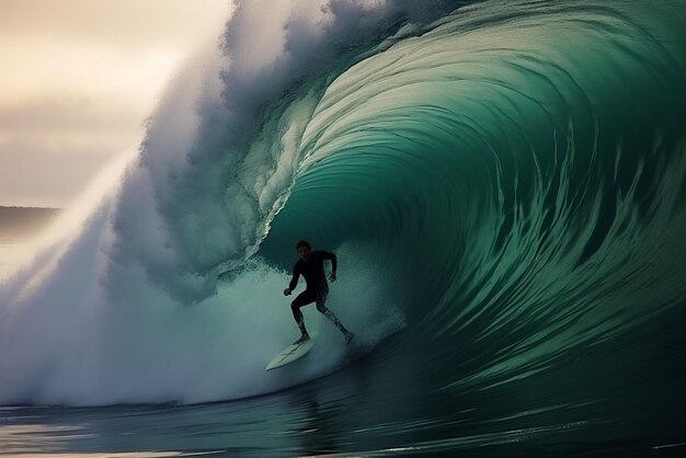 CLOSE UP Professional surfboarder finishes riding another epic tube wav