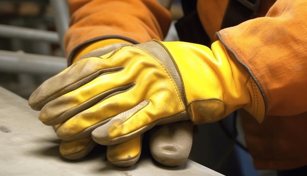 Photo close up of protective glove for working in construction industry generated by ai