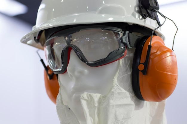 Photo close-up of protective workwear on mannequin in workshop