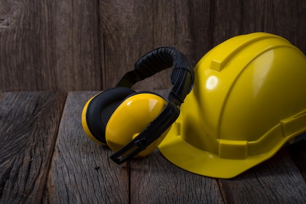 Close-up of protective workwear on table