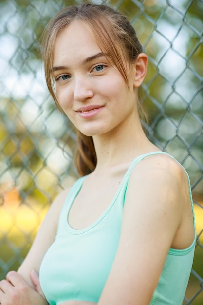 Close up protrait of fit young lady