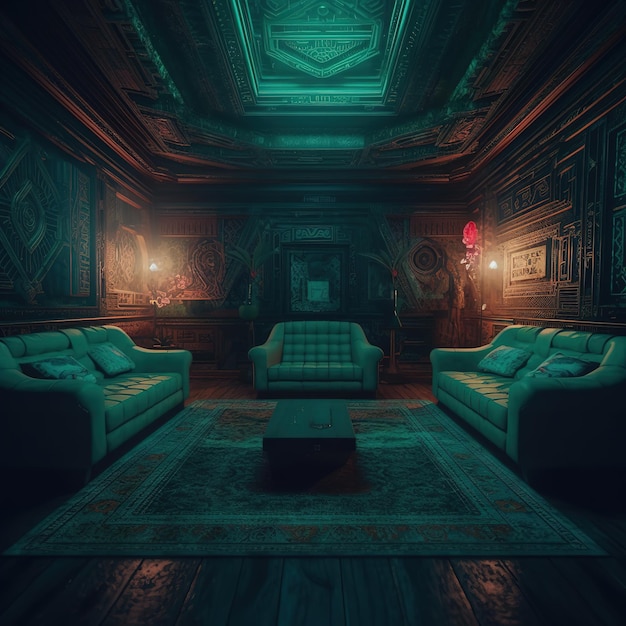 Premium AI Image | close up psychedelic living room