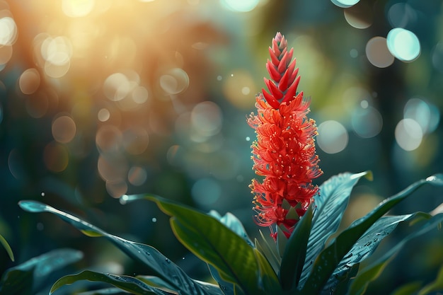 Photo close up of puero ricos vibrant red flor de maga in el yunque puerto rico with bokeh