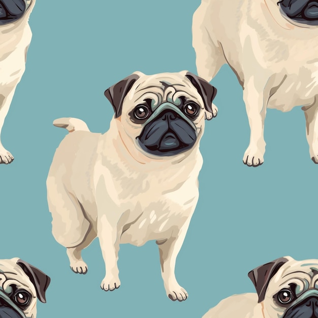 Photo a close up of a pug dog with a blue background generative ai