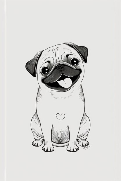 Photo a close up of a pug dog with a heart on its nose generative ai