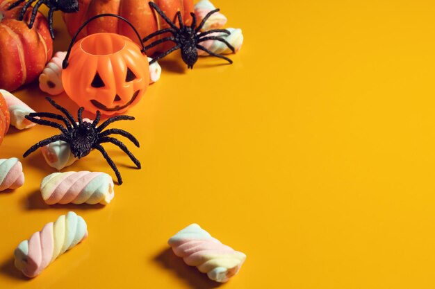 Close-up of pumpkin against orange background