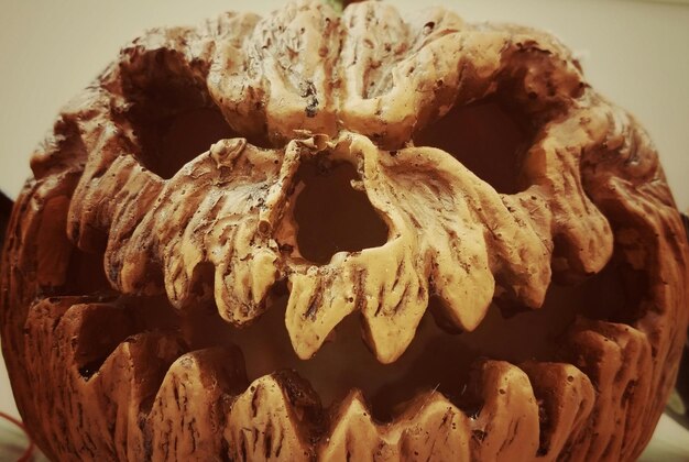 Foto close-up di una zucca durante halloween