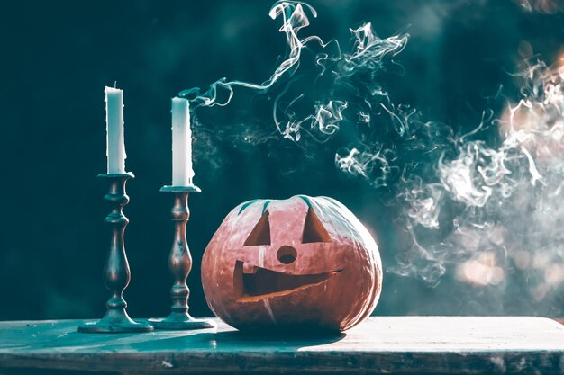 Photo close-up of pumpkin on table