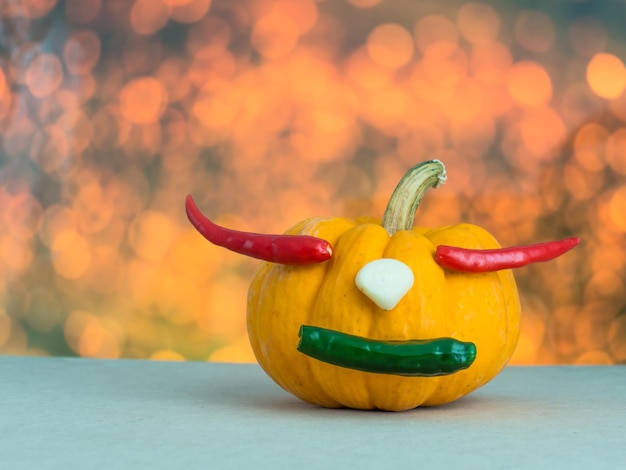 Foto close-up di una zucca su un tavolo