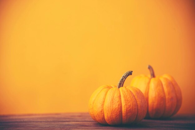 Close-up of pumpkin on wooden table