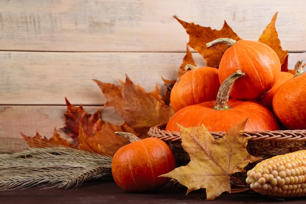 Close-up of pumpkins on table