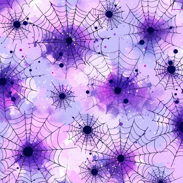 A close up of a purple and black spider web pattern generative ai