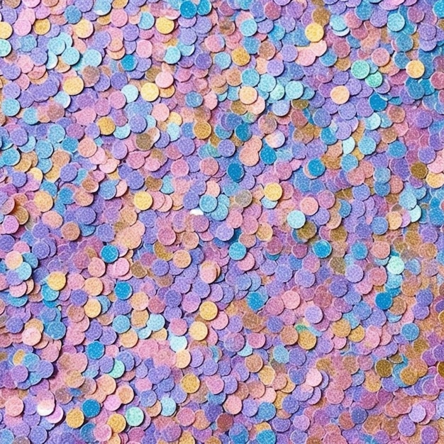 a close up of a purple and blue confetti covered surface generative ai