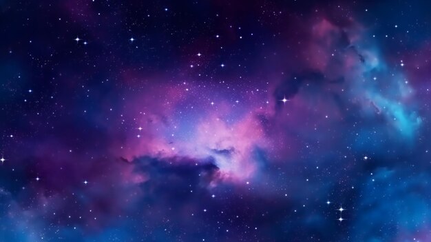 紫と青の銀河のクローズアップと星の生成 ai