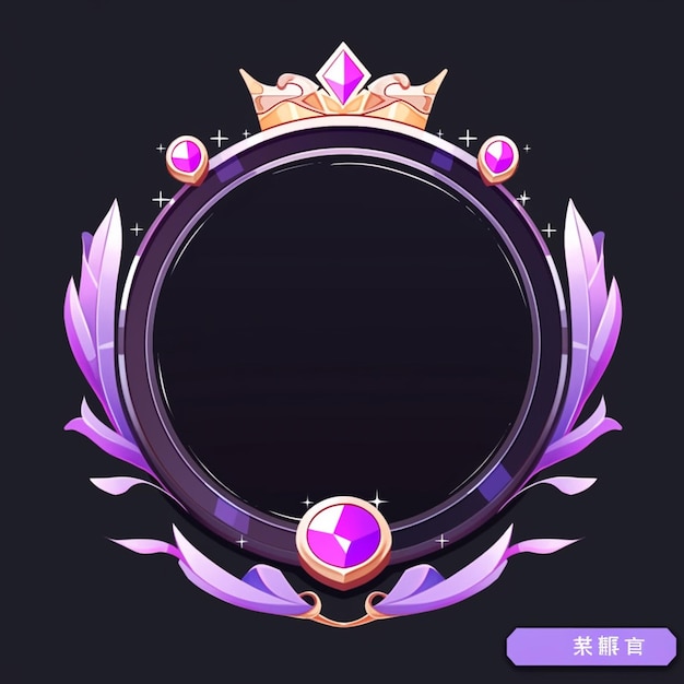 a close up of a purple circular frame with a crown on top generative ai