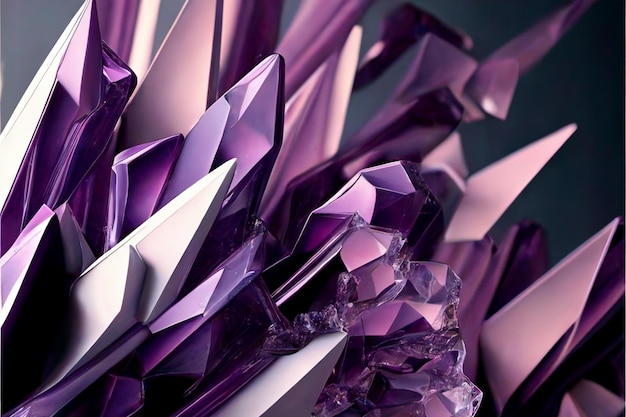 Крупный план фиолетовых кристаллов со словом "аметист" внизу.