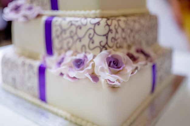 Close-up of purple flower on table