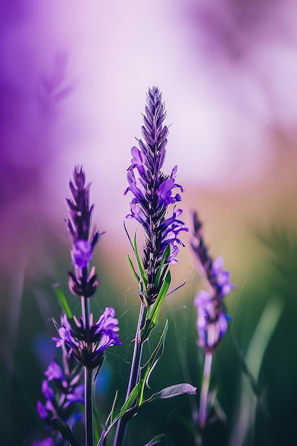 a close up of a purple flower with blurry background