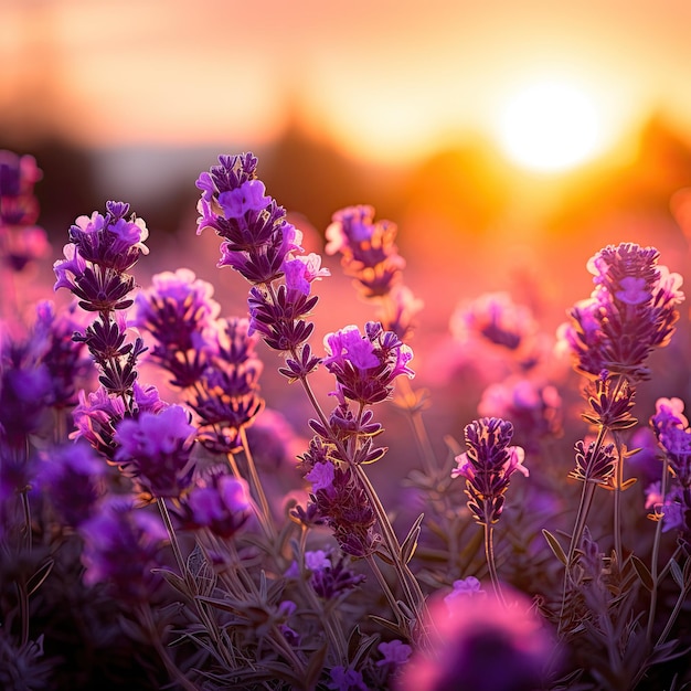 A close up of purple flowers