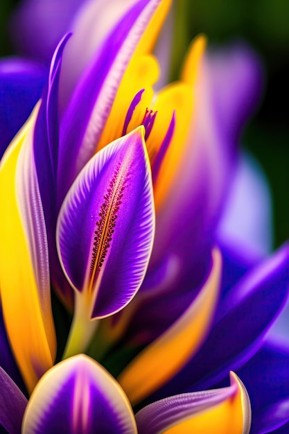 Close up purple iris flower