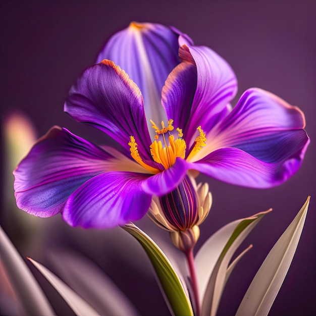 Close up purple iris flower