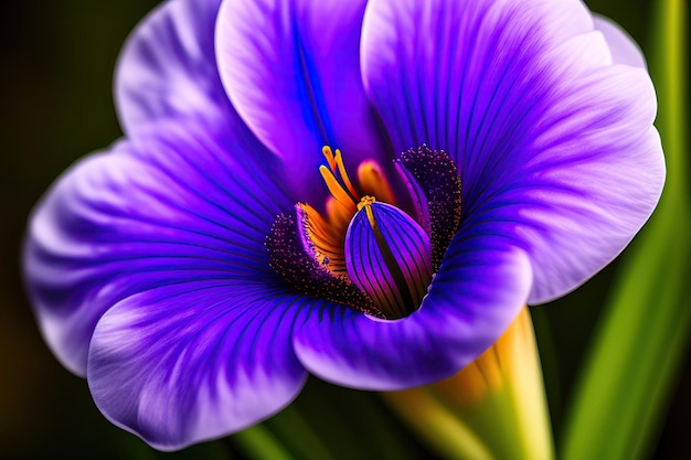 Close up purple iris flower