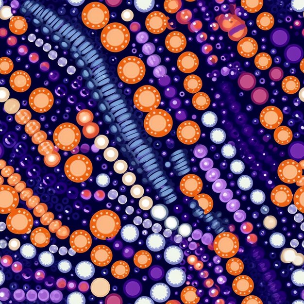 Photo a close up of a purple and orange background with circles generative ai