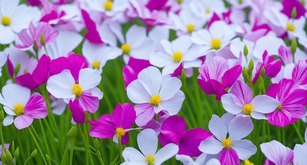 中心が黄色の紫と白の花の接写