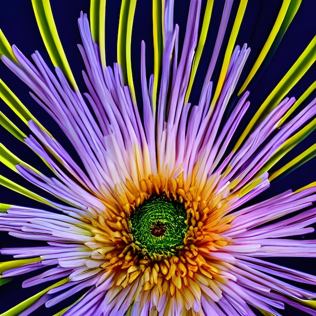 A close up of a purple and yellow flower_ai_generated
