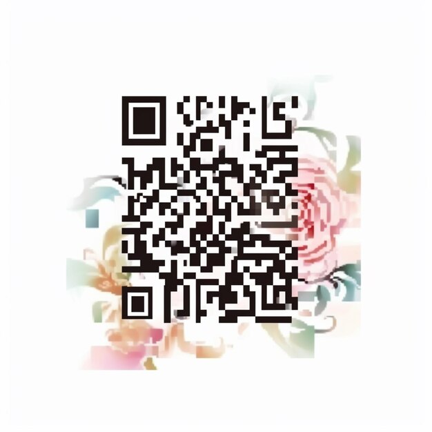 a close up of a qr code with a flower on it generative ai