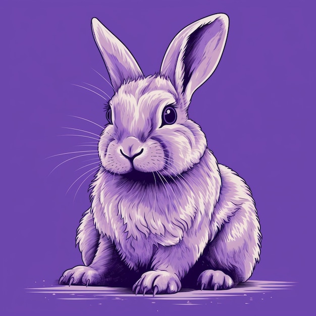 A close up of a rabbit on a purple background generative ai