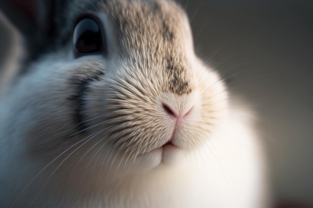 A close up of a rabbit's face