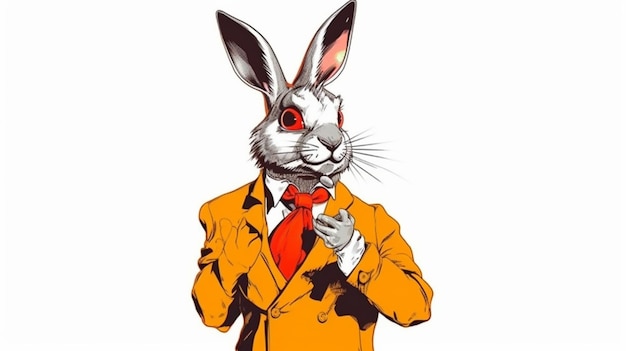 A close up of a rabbit in a suit with a tie generative ai