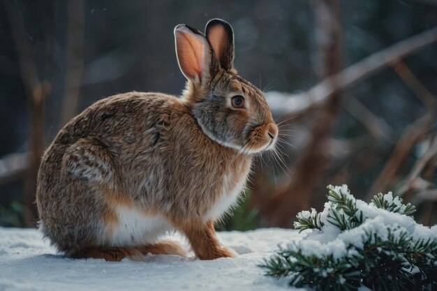 Photo close up of a rabbit on a winter day