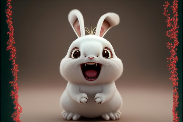 Крупный план кролика с открытым ртом Generative Ai