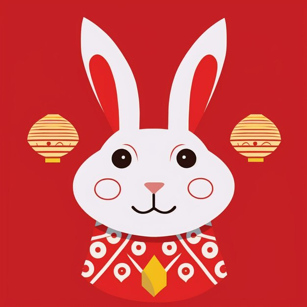 A close up of a rabbit with a red background and a yellow tie generative ai