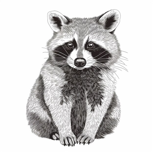 a close up of a raccoon sitting on a white surface generative ai