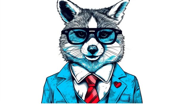 A close up of a raccoon wearing a suit and tie generative ai